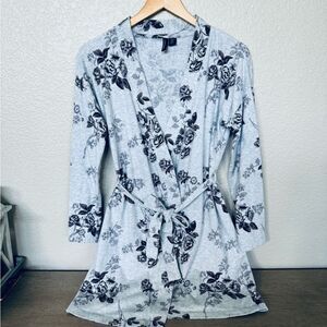 Cynthia Rowley Gray Floral Cotton Lounge Bath Robe S